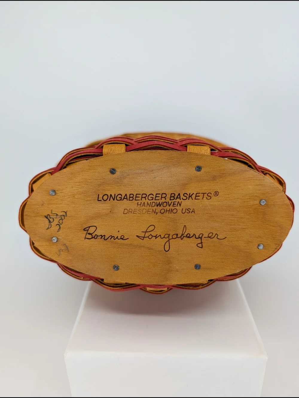 Longaberger 2002 May Series Geranium Basket Planter/Liner/2 Protectors/Tie-On
